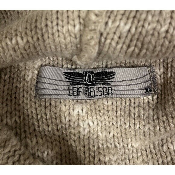 Leif Nelson Mens Knit Hoodie Beige XLarge Preppy City Boho Outdoor - Picture 3 of 12